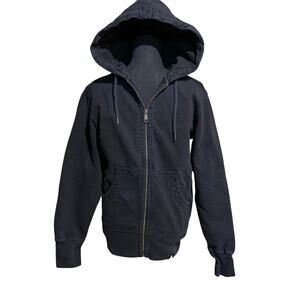 American Giant Black Heavy Duty Zip Down Hooded Sweatshirt Men's Small